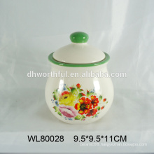 Wholesale popular design ceramic food storage container with decal